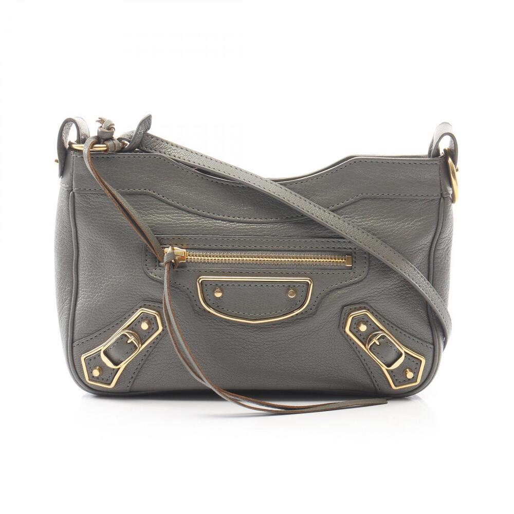 Balenciaga Metallic Shoulder Bag Leather Gray